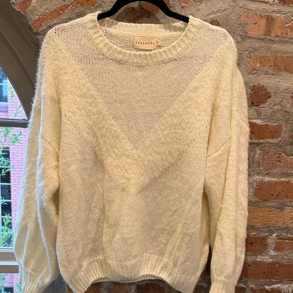 Dreamers Cream Fluffy Slouchy Sweater